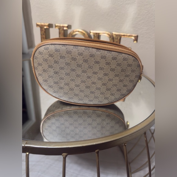 Tan and Brown Cosmetic Bag with Monogram Pattern - Picture 11 of 11